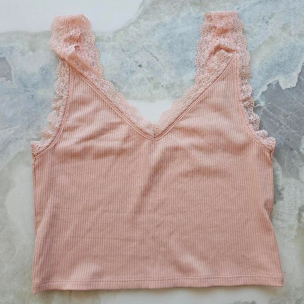 American eagle pink lace tank